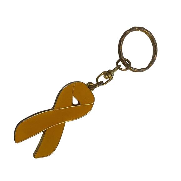 Yellow Ribbon Keychain Bladder Cancer Awareness Charm Single Sided Souvenir - Picture 1 of 5